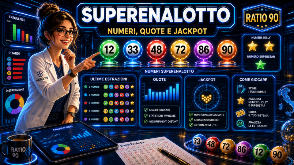 Pronostico Ratio Uno SuperEnalotto con sestina, Jolly, SuperStar e alternative